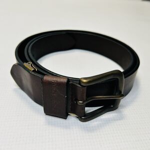 Rocha John Rocha Brown Belt Leather Jeans Trouser Workwear One Size 47" Long